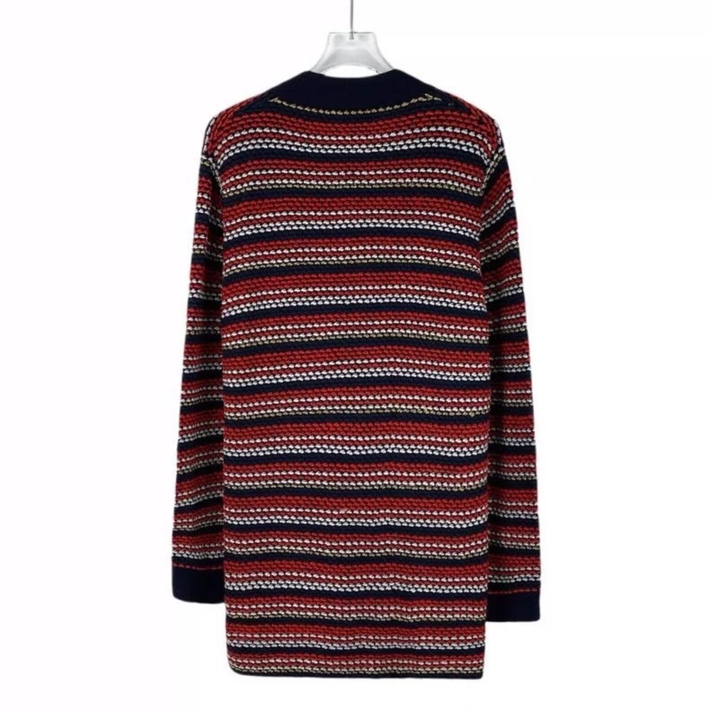 Gucci Color-blocked diamond striped wool V-neck long-sleeve - Large - Picture 3 of 9